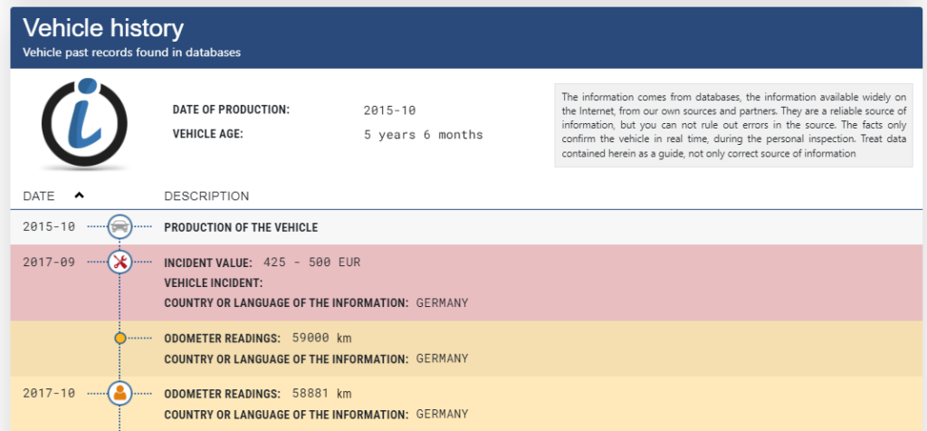 vehicle hisory  